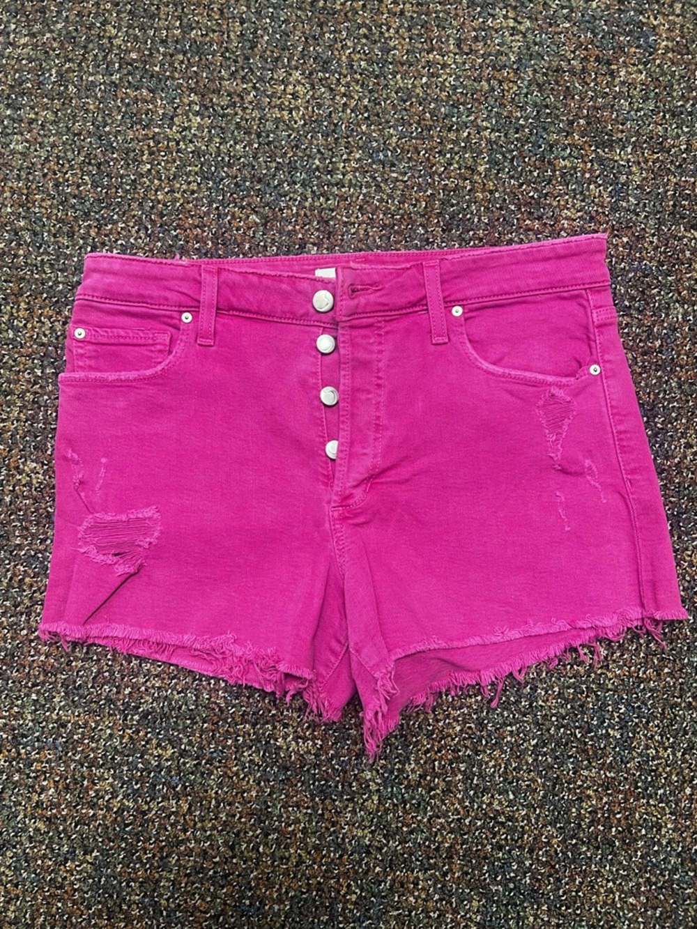 Joe’s Jeans Hot Pink Distressed Button-Front Denim Shorts